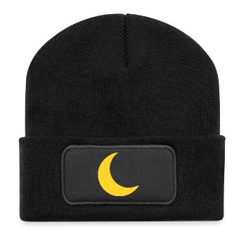 Mond Sichel Gelb - Recycelte Patch Beanie - Schwarz - Vorne