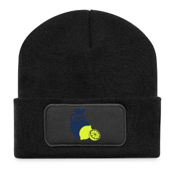 Zitrusvase Kontrast-Print - Recycelte Patch Beanie - Schwarz - Vorne