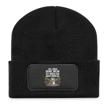 Lustiger Otter Wein Experte - Recycelte Patch Beanie - Schwarz - Vorne