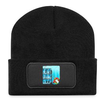 Herztauchen: Tiefes Unterwasserabenteuer - Recycelte Patch Beanie - Schwarz - Vorne