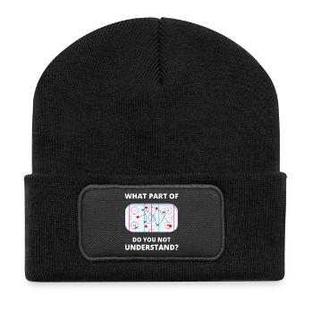 Welcher Teil von Don't You Understand Hockey Funny Gift - Recycelte Patch Beanie - Schwarz - Vorne