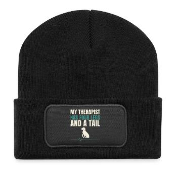 My Therapist Has Four Legs And A Tail - Recycled Patch Beanie - black - Front