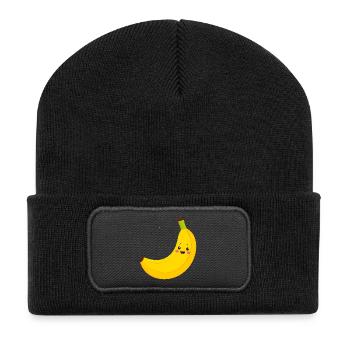 Yellow Kawaii Banana – Sweet Fruit Illustration Art - Recycled Patch Beanie - black - Front
