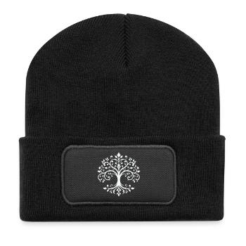 Tree of Life Ornament - Recycled Patch Beanie - black - Front