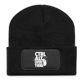 Ctrl Alt Overthink – Computer Nerd Humor - Recycelte Patch Beanie - Schwarz - Vorne
