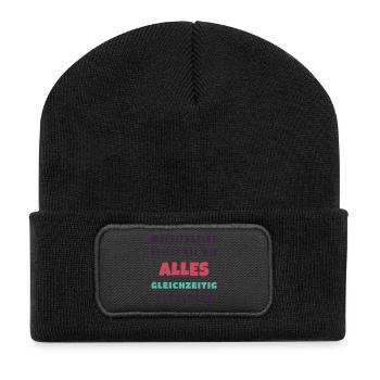 Multitasking heißt alles gleichzeitig vergessen - Recycelte Patch Beanie - Schwarz - Vorne