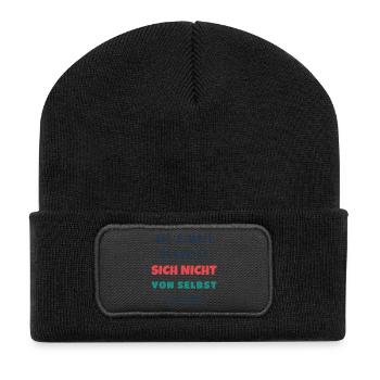 Die E-Mail schreibt sich nicht von selbst Büro - Recycelte Patch Beanie - Schwarz - Vorne