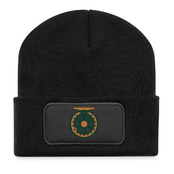 Fliegenrolle Angel Icon - Recycelte Patch Beanie - Schwarz - Vorne