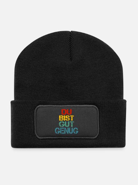 Du Bist Gut Genug Retro Bunt - Recycelte Patch Beanie - Schwarz