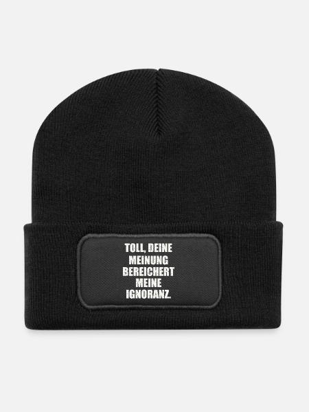 Lustiger Spruch - Recycelte Patch Beanie - Schwarz