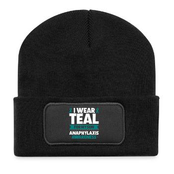 Anaphylaxie Sohn - Ich trag Türkis - Recycelte Patch Beanie - Schwarz - Vorne