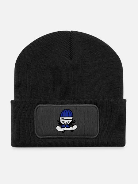 Skateboarder - Beanie recyclé à patch - noir
