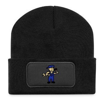 Handwerker 3 - Recycelte Patch Beanie - Schwarz - Vorne