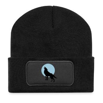 Loup et Lune - Beanie recyclé à patch - noir - Devant