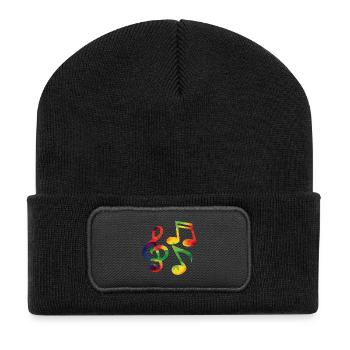 Notes de musique colorées - Beanie recyclé à patch - noir - Devant