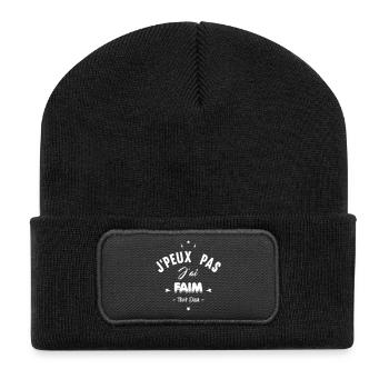 j'peux pas j'ai faim - Beanie recyclé à patch - noir - Devant