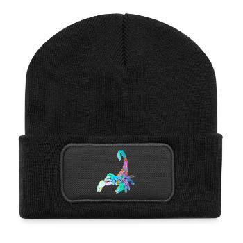 Bunter Skorpion - Recycelte Patch Beanie - Schwarz - Vorne