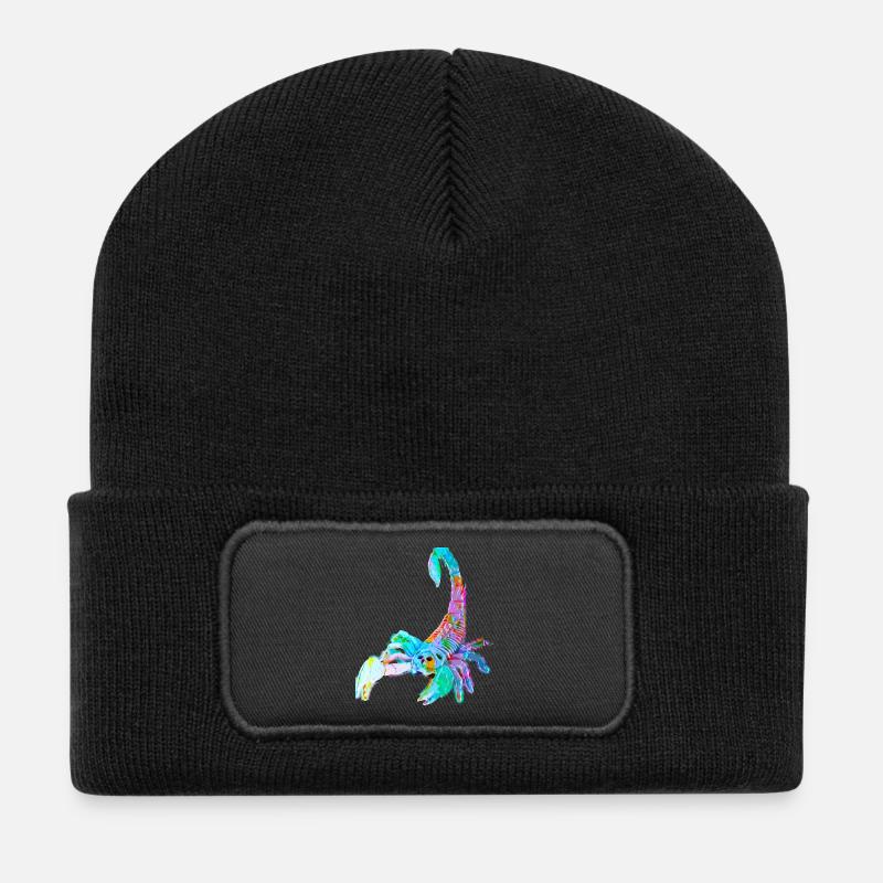 Bunter Skorpion - Recycelte Patch Beanie - Schwarz