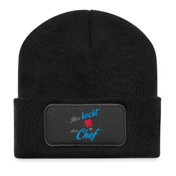 Hobbykoch - Recycelte Patch Beanie - Schwarz - Vorne