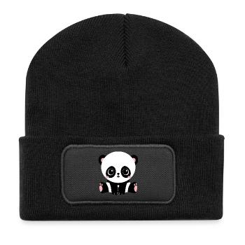 panda bear baer baby bamboo bambus64 - Recycled Patch Beanie - black - Front