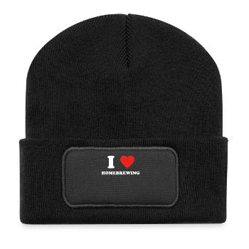 hobby gift birthday i love HOMEBREWING - Recycelte Patch Beanie - Schwarz - Vorne