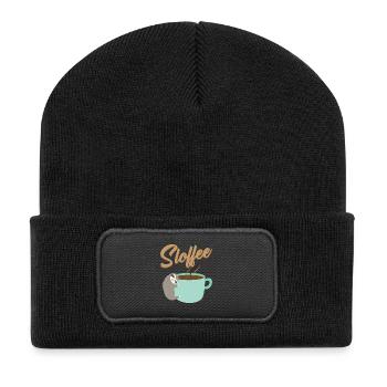 Sloffee café paresseux sommeil caféine fatigué paresseux - Beanie recyclé à patch - noir - Devant