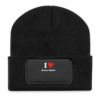 Bayern basst bier bayrisch Saure Zipfel - Recycelte Patch Beanie - Schwarz - Vorne