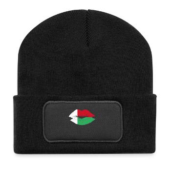 Kiss love kuss lippen queen prinzessin Madagaskar - Recycelte Patch Beanie - Schwarz - Vorne