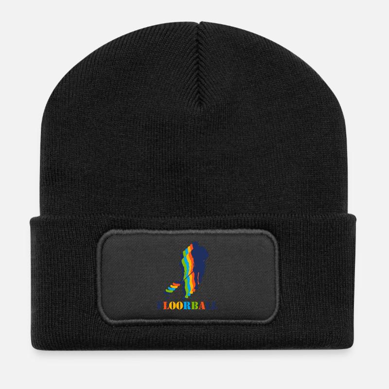 Cadeau de floorball de floorball - Beanie recyclé à patch - noir