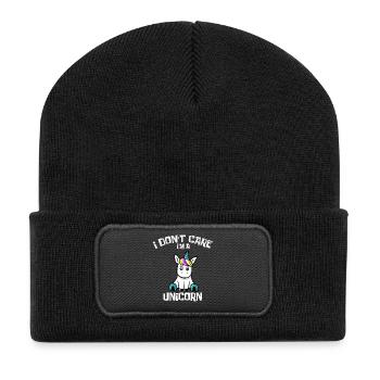 Einhorn Shirt i dont care im a unicorn - Recycelte Patch Beanie - Schwarz - Vorne