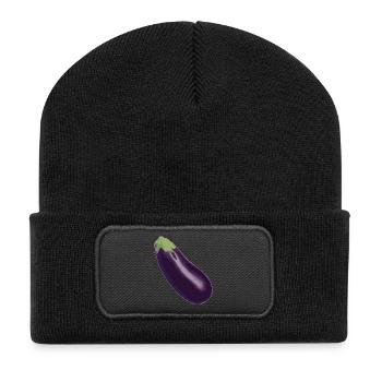 aubergine,Gemüse, - Recycelte Patch Beanie - Schwarz - Vorne