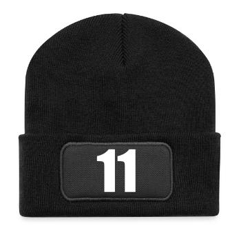 11 - Recycelte Patch Beanie - Schwarz - Vorne