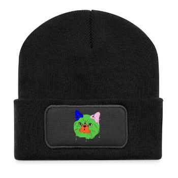 Exotisches Kurzhaar - Recycelte Patch Beanie - Schwarz - Vorne