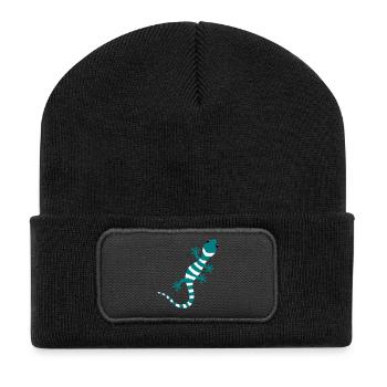Gecko Salamander Eidechse Reptil Klettern Geschenk - Recycelte Patch Beanie - Schwarz - Vorne