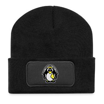pinguinbraut - Recycelte Patch Beanie - Schwarz - Vorne