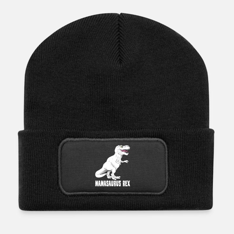 Mother Dinosaur - Mamasaurus Rex - Funny - Recycled Patch Beanie - black