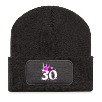 30 30. Geburtstag mit Krone - Recycelte Patch Beanie - Dunkelgrau - Vorne