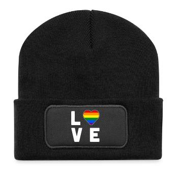 LGBT Pride Couleur arc-en-ciel Amour Coeur Gay Pride - Beanie recyclé à patch - noir - Devant