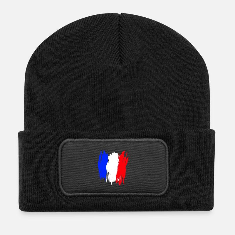 France - Recycelte Patch Beanie - Schwarz