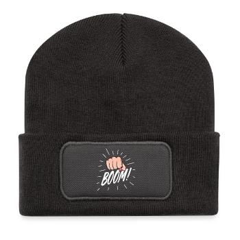 Strip Pop with female fist - Recycled Patch Beanie - dark grey - Front