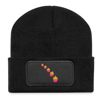 Cupcakes - Recycelte Patch Beanie - Schwarz - Vorne