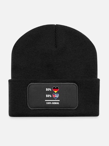 Deutschland und Kuba Genial / Geschenk - Recycelte Patch Beanie - Schwarz
