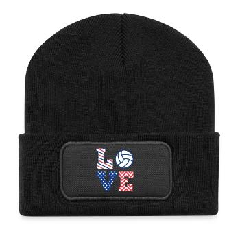 Volleyball - Recycelte Patch Beanie - Schwarz - Vorne