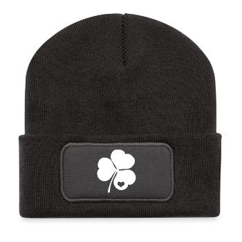 Irish trefoil clover with heart - Recycled Patch Beanie - dark grey - Front