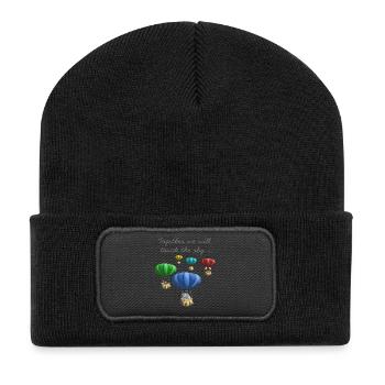 Bunte Heißluftballons - Recycelte Patch Beanie - Schwarz - Vorne