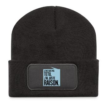 JE NE SUIS PAS TETU J'AI JUSTE RAISON - Beanie recyclé à patch - charbon - Devant