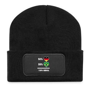 Deutschland und Brasilien Genial / Geschenk - Recycelte Patch Beanie - Schwarz - Vorne