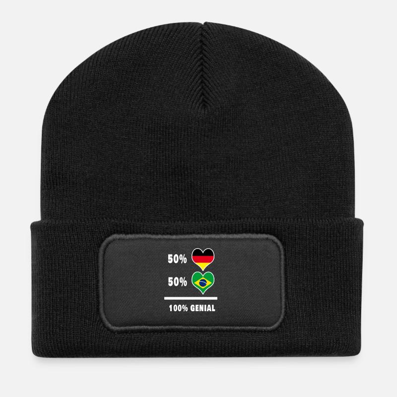Deutschland und Brasilien Genial / Geschenk - Recycelte Patch Beanie - Schwarz