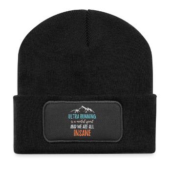 Ultra Running ist ein mentaler Sport und wir sind alle verrückt - Recycelte Patch Beanie - Schwarz - Vorne