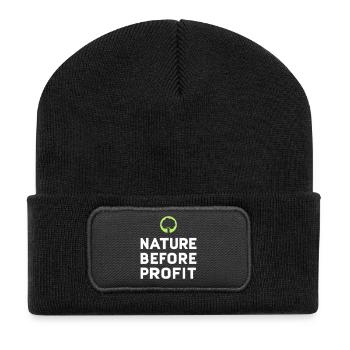 Nature Before Profit | Forest trees nature love of nature - Recycled Patch Beanie - black - Front